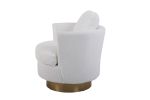 Teddy Swivel Barrel Chair, Swivel Accent Chairs Armchair for Living Room, Reading Chairs for Bedroom Comfy, Round Barrel Chairs with Gold Stainless St