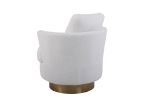 Teddy Swivel Barrel Chair, Swivel Accent Chairs Armchair for Living Room, Reading Chairs for Bedroom Comfy, Round Barrel Chairs with Gold Stainless St