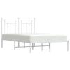 Metal Bed Frame with Headboard White 53.1"x74.8"