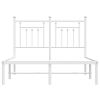 Metal Bed Frame with Headboard White 53.1"x74.8"