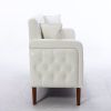 Lvory PU Leather Sponge Sofa, ,Removable Wooden Feet ,Tufted Buttons
