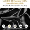 Silk Pillowcase for Hair and Skin 1 Pack, 100% Mulberry Silk & Natural Wood Pulp Fiber Double-Sided Design, Silk Pillow Covers with Hidden Zipper (que