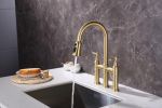 Bridge Kitchen Faucet with Pull-Down Sprayhead in Spot