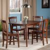 Shaye 5-Pc Dining Table with Slat Back Chairs; Walnut