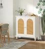 Rattan Storage Cabinet with Doors and Shelves, Rattan Sideboard and Buffet with Storage,and Adjustable Shelves, Free Standing Cabinet for Entryway, Li
