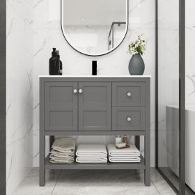 Bathroom Vanity With Soft Close Drawers and Gel Basin; 36x18