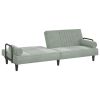Sofa Bed with Armrests Light Gray Velvet