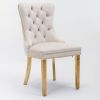 A&A Furniture,Nikki Collection Modern, High-end Tufted Solid Wood Contemporary Velvet Upholstered Dining Chair with Golden Stainless Steel Plating Leg