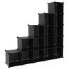 Storage Cube Organizer with 15 Cubes Black PP