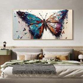 Handmade Oil Painting Large Original Colorful Butterfly Oil Painting On Canvas Canvas Wall Art Abstract Textured Animal Painting Custom Painting Home (Style: 01, size: 40x80cm)