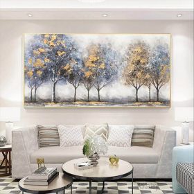 Handmade Oil Painting Home Decor Original 100% Hand Painted Landscape Golden Trees Gold Forest Scenery Oil Paintings Handmade Tree Life Wall Art Decor (Style: 01, size: 100x150)