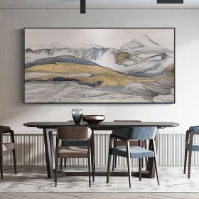 Hand Painted Oil Painting Large Abstract Mountain Painting Original Gold leaf Texture Landscape Painting Modern Minimalist Painting Living Room Hallwa (Style: 01, size: 150x220cm)