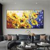 Hand Painted Oil Painting Original Sunflower Landscape Oil Painting on Canvas Large Wall Art Abstract Flower Minimalist Art Yellow Floral Painting Liv