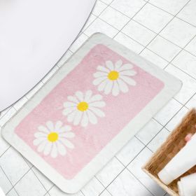 Bathroom Rug Cute Daisy Bath Mat Soft Shaggy Bathroom Mats Non Slip Floor Carpet Microfiber Bath Mat Super Absorbent Machine Washable/Dry,Bathroom Car (16x24 inch: Pink)