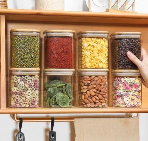 Airtight Food Storage Containers with Bamboo Lids, Plastic Kitchen and Pantry Organization Canisters for Cereal, DryFood, Flour and Sugar, BPA Free (Color: 46oz)