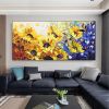Hand Painted Oil Painting Original Sunflower Landscape Oil Painting on Canvas Large Wall Art Abstract Flower Minimalist Art Yellow Floral Painting Liv