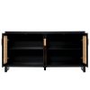 Modern TV Stand for 65-inch TV with Rattan Doors, Adjustable Shelves, Entertainment Center, Storage Sideboard, Cabinet for Living Room